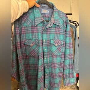 Pendleton 100% Virgin Wool Plaid Shirt XL long